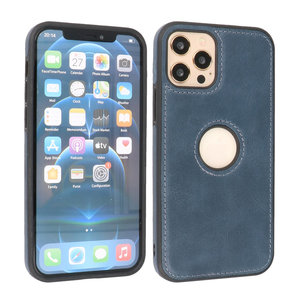 BAOHU - Lederen Hoesje Backcover - Geschikt voor iPhone 12 - iPhone 12 Pro - Navy