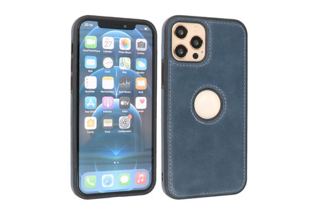 BAOHU BAOHU - Lederen Hoesje Backcover - Geschikt voor iPhone 12 - iPhone 12 Pro - Navy