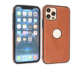 BAOHU - Lederen Hoesje Backcover - Geschikt voor iPhone 12 - iPhone 12 Pro - Cognac