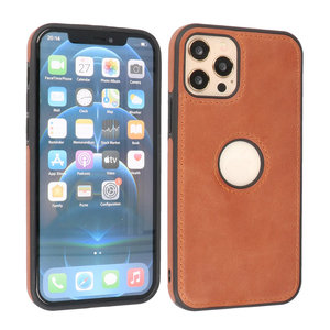 BAOHU - Lederen Hoesje Backcover - Geschikt voor iPhone 12 - iPhone 12 Pro - Cognac