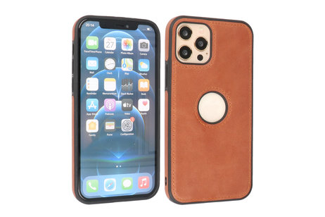 BAOHU - Lederen Hoesje Backcover - Geschikt voor iPhone 12 - iPhone 12 Pro - Cognac