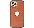 BAOHU - Lederen Hoesje Backcover - Geschikt voor iPhone 12 - iPhone 12 Pro - Cognac