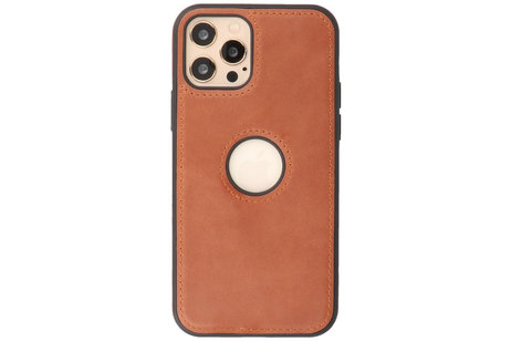 BAOHU - Lederen Hoesje Backcover - Geschikt voor iPhone 12 - iPhone 12 Pro - Cognac