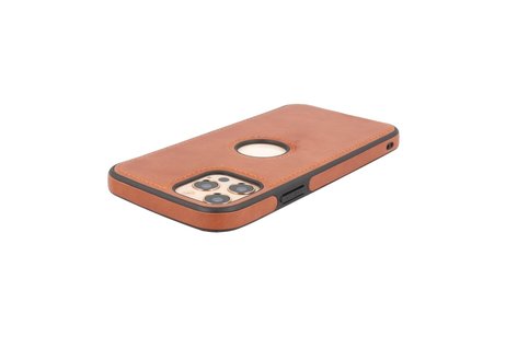 BAOHU - Lederen Hoesje Backcover - Geschikt voor iPhone 12 - iPhone 12 Pro - Cognac