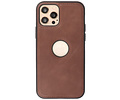 BAOHU - Lederen Hoesje Backcover - Geschikt voor iPhone 12 - iPhone 12 Pro - Mocca