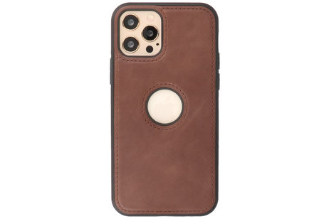 BAOHU BAOHU - Lederen Hoesje Backcover - Geschikt voor iPhone 12 - iPhone 12 Pro - Mocca