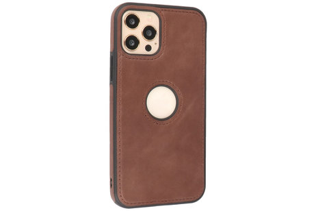 BAOHU - Lederen Hoesje Backcover - Geschikt voor iPhone 12 - iPhone 12 Pro - Mocca