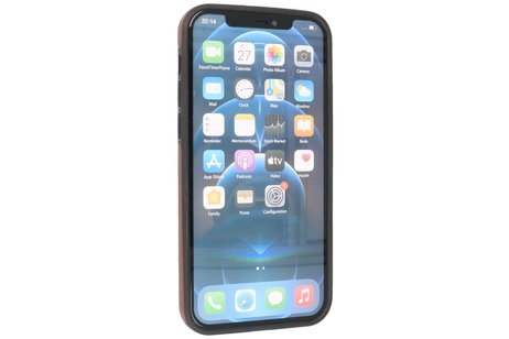 BAOHU BAOHU - Lederen Hoesje Backcover - Geschikt voor iPhone 12 - iPhone 12 Pro - Mocca