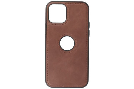 BAOHU BAOHU - Lederen Hoesje Backcover - Geschikt voor iPhone 12 - iPhone 12 Pro - Mocca
