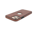 BAOHU BAOHU - Lederen Hoesje Backcover - Geschikt voor iPhone 12 - iPhone 12 Pro - Mocca