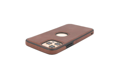 BAOHU - Lederen Hoesje Backcover - Geschikt voor iPhone 12 - iPhone 12 Pro - Mocca