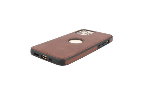 BAOHU - Lederen Hoesje Backcover - Geschikt voor iPhone 12 - iPhone 12 Pro - Mocca