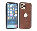 BAOHU - Lederen Hoesje Backcover - Geschikt voor iPhone 12 - iPhone 12 Pro - Mocca