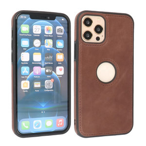 BAOHU - Lederen Hoesje Backcover - Geschikt voor iPhone 12 - iPhone 12 Pro - Mocca