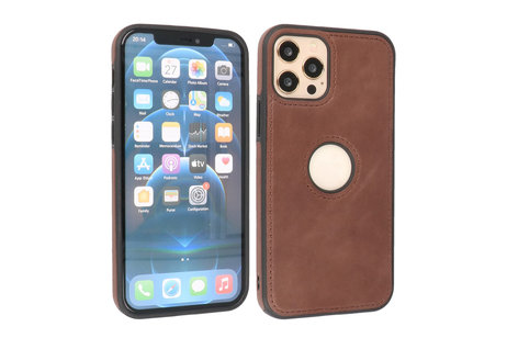 BAOHU BAOHU - Lederen Hoesje Backcover - Geschikt voor iPhone 12 - iPhone 12 Pro - Mocca