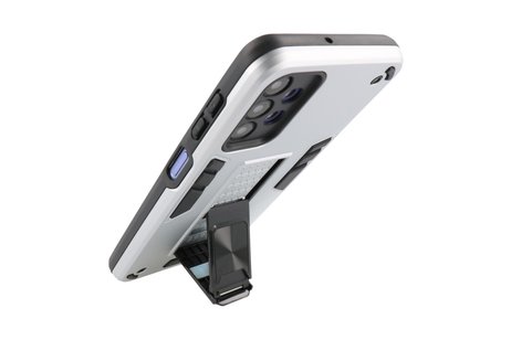 BAOHU Hoesje met Magnetic Stand Hard Case Geschikt voor de Samsung Galaxy A32 5G - Stand Shockproof Telefoonhoesje - Grip Stand Back Cover - Zilver