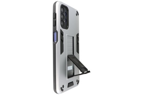 BAOHU Hoesje met Magnetic Stand Hard Case Geschikt voor de Samsung Galaxy A32 5G - Stand Shockproof Telefoonhoesje - Grip Stand Back Cover - Zilver