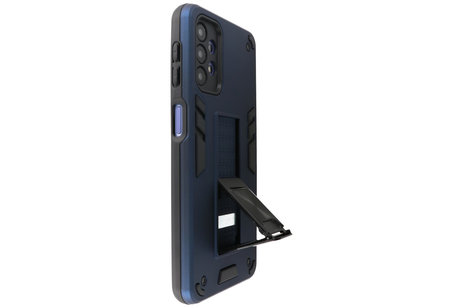 Stand Shockproof Telefoonhoesje - Magnetic Stand Hard Case - Grip Stand Back Cover - Backcover Hoesje voor Samsung Galaxy A32 5G - Navy