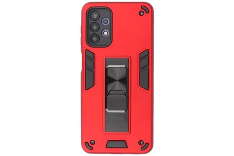 Stand Shockproof Telefoonhoesje - Magnetic Stand Hard Case - Grip Stand Back Cover - Backcover Hoesje voor Samsung Galaxy A32 5G - Rood