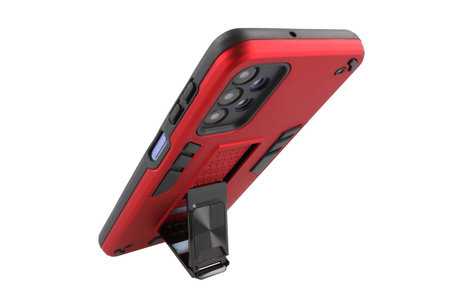 Stand Shockproof Telefoonhoesje - Magnetic Stand Hard Case - Grip Stand Back Cover - Backcover Hoesje voor Samsung Galaxy A32 5G - Rood