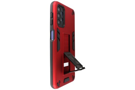 BAOHU Hoesje met Magnetic Stand Hard Case Geschikt voor de Samsung Galaxy A32 5G - Stand Shockproof Telefoonhoesje - Grip Stand Back Cover - Rood