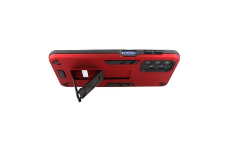 Stand Shockproof Telefoonhoesje - Magnetic Stand Hard Case - Grip Stand Back Cover - Backcover Hoesje voor Samsung Galaxy A32 5G - Rood