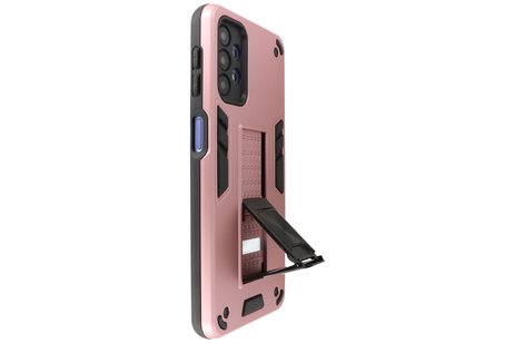 Stand Shockproof Telefoonhoesje - Magnetic Stand Hard Case - Grip Stand Back Cover - Backcover Hoesje voor Samsung Galaxy A32 5G - Roze