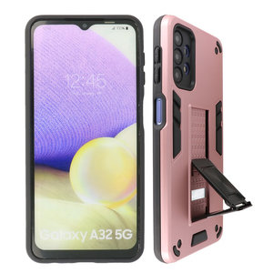 Stand Shockproof Telefoonhoesje - Magnetic Stand Hard Case - Grip Stand Back Cover - Backcover Hoesje voor Samsung Galaxy A32 5G - Roze