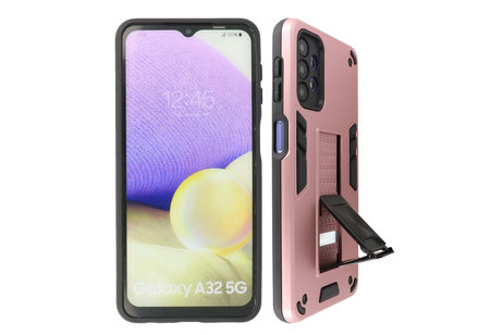 BAOHU Hoesje met Magnetic Stand Hard Case Geschikt voor de Samsung Galaxy A32 5G - Stand Shockproof Telefoonhoesje - Grip Stand Back Cover - Roze
