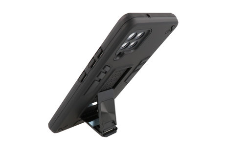 BAOHU Hoesje met Magnetic Stand Hard Case Geschikt voor de Samsung Galaxy A42 5G - Stand Shockproof Telefoonhoesje - Grip Stand Back Cover - Zwart