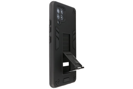 BAOHU Hoesje met Magnetic Stand Hard Case Geschikt voor de Samsung Galaxy A42 5G - Stand Shockproof Telefoonhoesje - Grip Stand Back Cover - Zwart