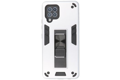 BAOHU Hoesje met Magnetic Stand Hard Case Geschikt voor de Samsung Galaxy A42 5G - Stand Shockproof Telefoonhoesje - Grip Stand Back Cover - Zilver