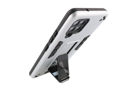 BAOHU Hoesje met Magnetic Stand Hard Case Geschikt voor de Samsung Galaxy A42 5G - Stand Shockproof Telefoonhoesje - Grip Stand Back Cover - Zilver