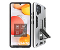 BAOHU Hoesje met Magnetic Stand Hard Case Geschikt voor de Samsung Galaxy A42 5G - Stand Shockproof Telefoonhoesje - Grip Stand Back Cover - Zilver
