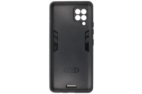 BAOHU Hoesje met Magnetic Stand Hard Case Geschikt voor de Samsung Galaxy A42 5G - Stand Shockproof Telefoonhoesje - Grip Stand Back Cover - Zilver