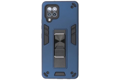 BAOHU Hoesje met Magnetic Stand Hard Case Geschikt voor de Samsung Galaxy A42 5G - Stand Shockproof Telefoonhoesje - Grip Stand Back Cover - Navy