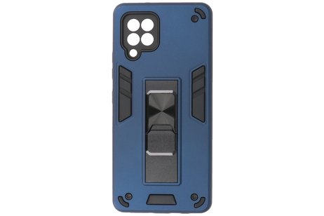 BAOHU Hoesje met Magnetic Stand Hard Case Geschikt voor de Samsung Galaxy A42 5G - Stand Shockproof Telefoonhoesje - Grip Stand Back Cover - Navy
