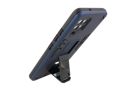 BAOHU Hoesje met Magnetic Stand Hard Case Geschikt voor de Samsung Galaxy A42 5G - Stand Shockproof Telefoonhoesje - Grip Stand Back Cover - Navy