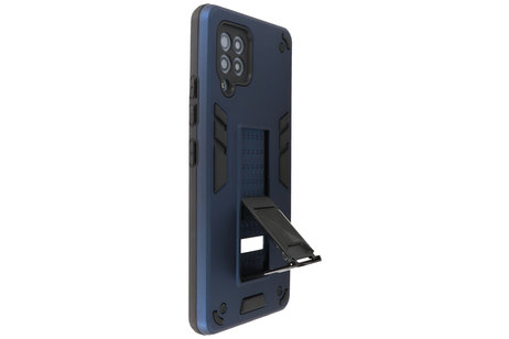 BAOHU Hoesje met Magnetic Stand Hard Case Geschikt voor de Samsung Galaxy A42 5G - Stand Shockproof Telefoonhoesje - Grip Stand Back Cover - Navy
