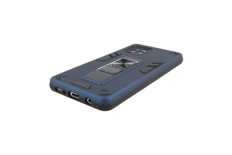 BAOHU Hoesje met Magnetic Stand Hard Case Geschikt voor de Samsung Galaxy A42 5G - Stand Shockproof Telefoonhoesje - Grip Stand Back Cover - Navy
