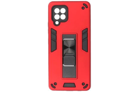 Stand Shockproof Telefoonhoesje - Magnetic Stand Hard Case - Grip Stand Back Cover - Backcover Hoesje voor Samsung Galaxy A42 5G - Rood