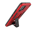 Stand Shockproof Telefoonhoesje - Magnetic Stand Hard Case - Grip Stand Back Cover - Backcover Hoesje voor Samsung Galaxy A42 5G - Rood