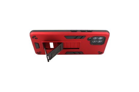 Stand Shockproof Telefoonhoesje - Magnetic Stand Hard Case - Grip Stand Back Cover - Backcover Hoesje voor Samsung Galaxy A42 5G - Rood