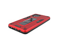 Stand Shockproof Telefoonhoesje - Magnetic Stand Hard Case - Grip Stand Back Cover - Backcover Hoesje voor Samsung Galaxy A42 5G - Rood