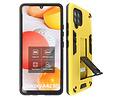 Stand Shockproof Telefoonhoesje - Magnetic Stand Hard Case - Grip Stand Back Cover - Backcover Hoesje voor Samsung Galaxy A42 5G - Geel