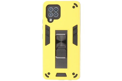 BAOHU Hoesje met Magnetic Stand Hard Case Geschikt voor de Samsung Galaxy A42 5G - Stand Shockproof Telefoonhoesje - Grip Stand Back Cover - Geel