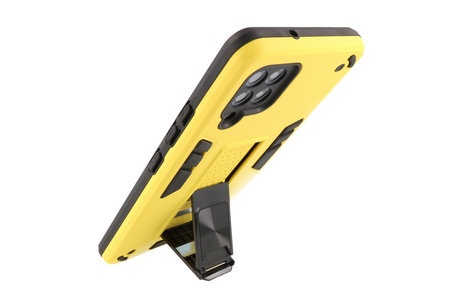 BAOHU Hoesje met Magnetic Stand Hard Case Geschikt voor de Samsung Galaxy A42 5G - Stand Shockproof Telefoonhoesje - Grip Stand Back Cover - Geel