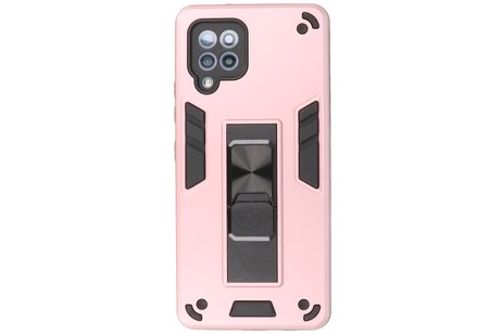 Stand Shockproof Telefoonhoesje - Magnetic Stand Hard Case - Grip Stand Back Cover - Backcover Hoesje voor Samsung Galaxy A42 5G - Roze