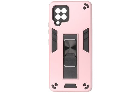 Stand Shockproof Telefoonhoesje - Magnetic Stand Hard Case - Grip Stand Back Cover - Backcover Hoesje voor Samsung Galaxy A42 5G - Roze