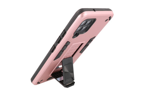 BAOHU Hoesje met Magnetic Stand Hard Case Geschikt voor de Samsung Galaxy A42 5G - Stand Shockproof Telefoonhoesje - Grip Stand Back Cover - Roze